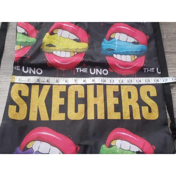 Skechers The Uno Mouth Teeth Shoe Nylon Promotional Drawstring Backpack Tote - Picture 4 of 5